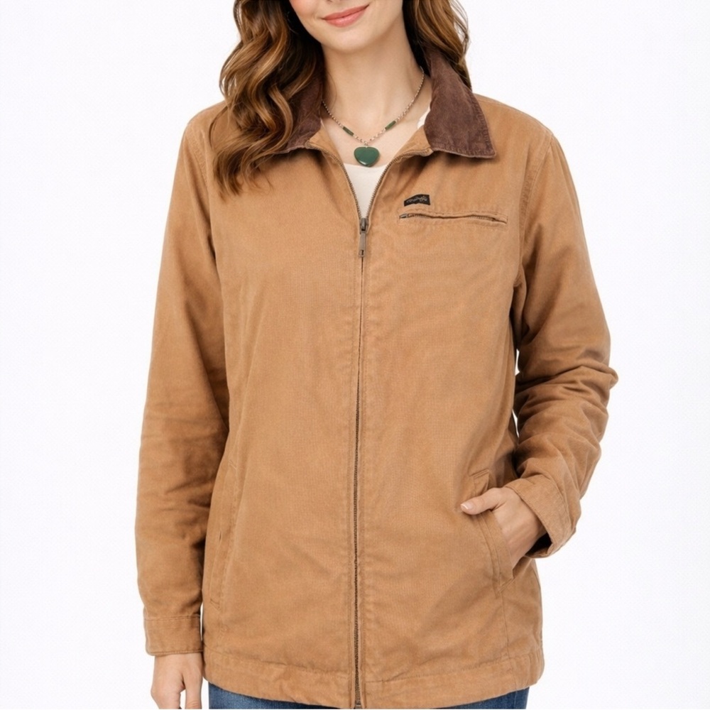 Wrangler  Tan Barn Jacket with Dark Brown Corduroy Collar